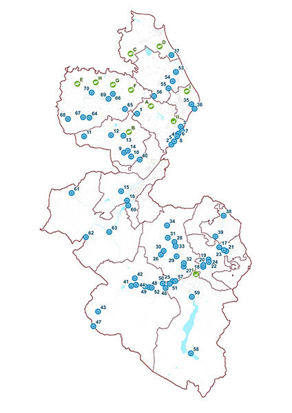 Übersicht über bestehende Wasserkraftanlagen, Biogasanlagen und Biomasseheizkraftwerke im Landkreis Berchtesgadener Land (Quelle: © LRA BGL)