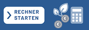 Grafik mit einem Taschenrechner und Eurozeichen sowie dem Schriftzug Rechner starten (Quelle: Energie-Atlas Bayern)