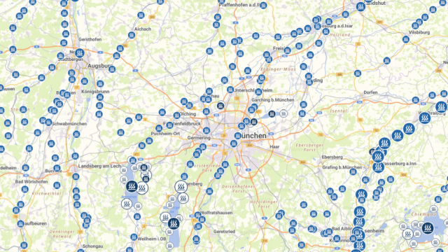 Kartenausschnitt Gewässerthermie - Wärme aus Flüssen und Seen (Bildquelle: Energie-Atlas Bayern) Kartenausschnitt Gewässerthermie - Wärme aus Flüssen und Seen