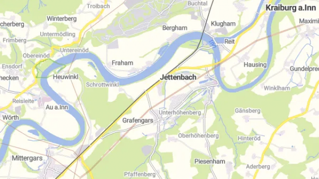 Karte für Erweiterung und Effizienzsteigerung des Innkraftwerks Jettenbach-Töging