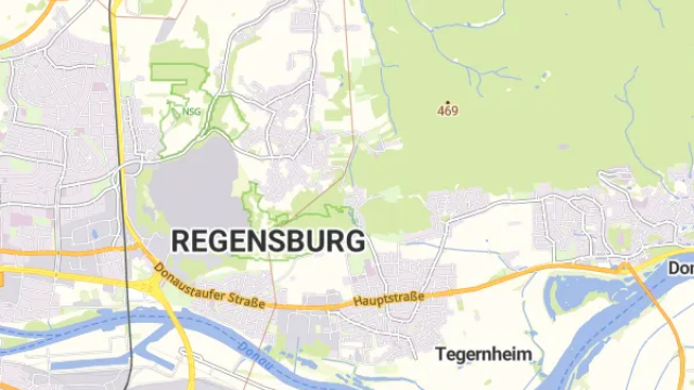 Karte (49.034840383757, 12.166487931783) Karte für Nahwärmenetz für Tegernheim