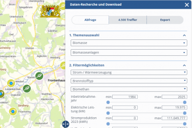 Screenshot Datenrecherche und Download