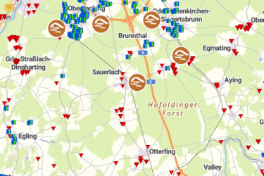 Kartenausschnitt Geothermie-Anlagen