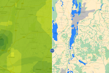 Kartenausschnitt Menüpunkt Planungsgrundlagen Geothermie (Bildquelle: Energie-Atlas Bayern) Kartenausschnitt Menüpunkt Planungsgrundlagen Geothermie