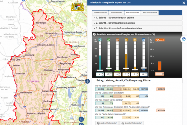 Screenshot Mischpult „Energiemix Bayern vor Ort“