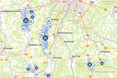 Kartenausschnitt Gewässerthermie - Wärme aus Seen