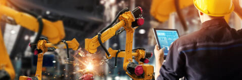 Automatisiertes Schweißen in einer Produktionshalle ( ipopba - stock.adobe.com) Automatisiertes Schweißen in einer Produktionshalle ( ipopba - stock.adobe.com)