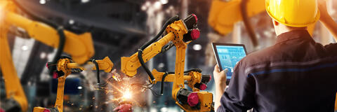 Automatisiertes Schweißen in einer Produktionshalle ( ipopba - stock.adobe.com) Automatisiertes Schweißen in einer Produktionshalle ( ipopba - stock.adobe.com)