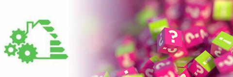 Bunte Würfel mit Fragezeichen )neben dem Symbol für EnergieSystemHaus. (Quelle: tostphoto - Fotolia.com) Bunte Würfel mit Fragezeichen )neben dem Symbol für EnergieSystemHaus. (Quelle: tostphoto - Fotolia.com)