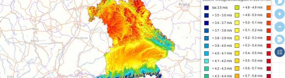 Kartendarstellung Windatlas im Energie-Atlas Bayern (Bildquelle: Energie-Atlas Bayern)