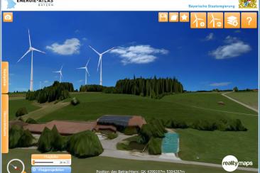 3D-Analyse von Windenergieanlagen, Screenshot (Bildquelle: Energie-Atlas Bayern)