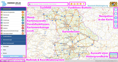 Aufbau des Kartenteils (Quelle: Energie-Atlas Bayern)