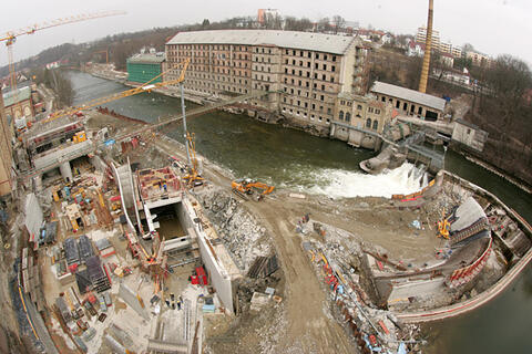 Kempten Bau des neuen Wasserkraftwerks