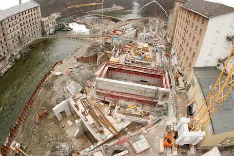 Kempten Bau des neuen Wasserkraftwerks