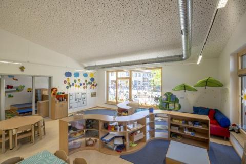 Neubau Kindertagesstätte Bütthard, Gruppenraum (Bildautor: Helge Bey)