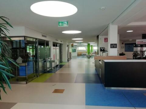 Die Cafeteria der Munich International School e.V.  mit LED-Röhre (Quelle: ADT-Informationssysteme GmbH)