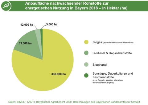 Die Abbildung zeigt die Anbaufläche nachwachsender Rohstoffe zur energetischen Nutzung in Bayern 2018. (Grafik: Energie-Atlas Bayern) Die Abbildung zeigt die Anbaufläche nachwachsender Rohstoffe zur energetischen Nutzung in Bayern 2018. (Grafik: Energie-Atlas Bayern)