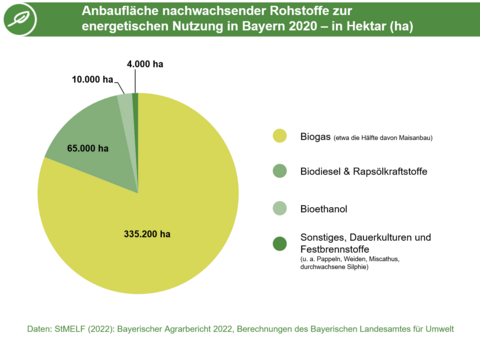 Die Abbildung zeigt die Anbaufläche nachwachsender Rohstoffe zur energetischen Nutzung in Bayern 2020. (Grafik: Energie-Atlas Bayern) Die Abbildung zeigt die Anbaufläche nachwachsender Rohstoffe zur energetischen Nutzung in Bayern 2020. (Grafik: Energie-Atlas Bayern)