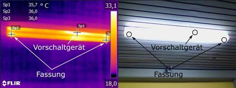  Wärmeverluste bei ineffizienten Stromverbrauchern, hier eine Leuchtstoffröhre (Quelle: Sebastian Fiedler)