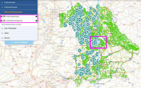 Kartenwerkzeug Vergleichen (Quelle: Energie-Atlas Bayern)