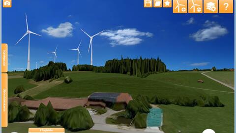 3D-Analyse von Windenergieanlagen, Screenshot (Bildquelle: Energie-Atlas Bayern)